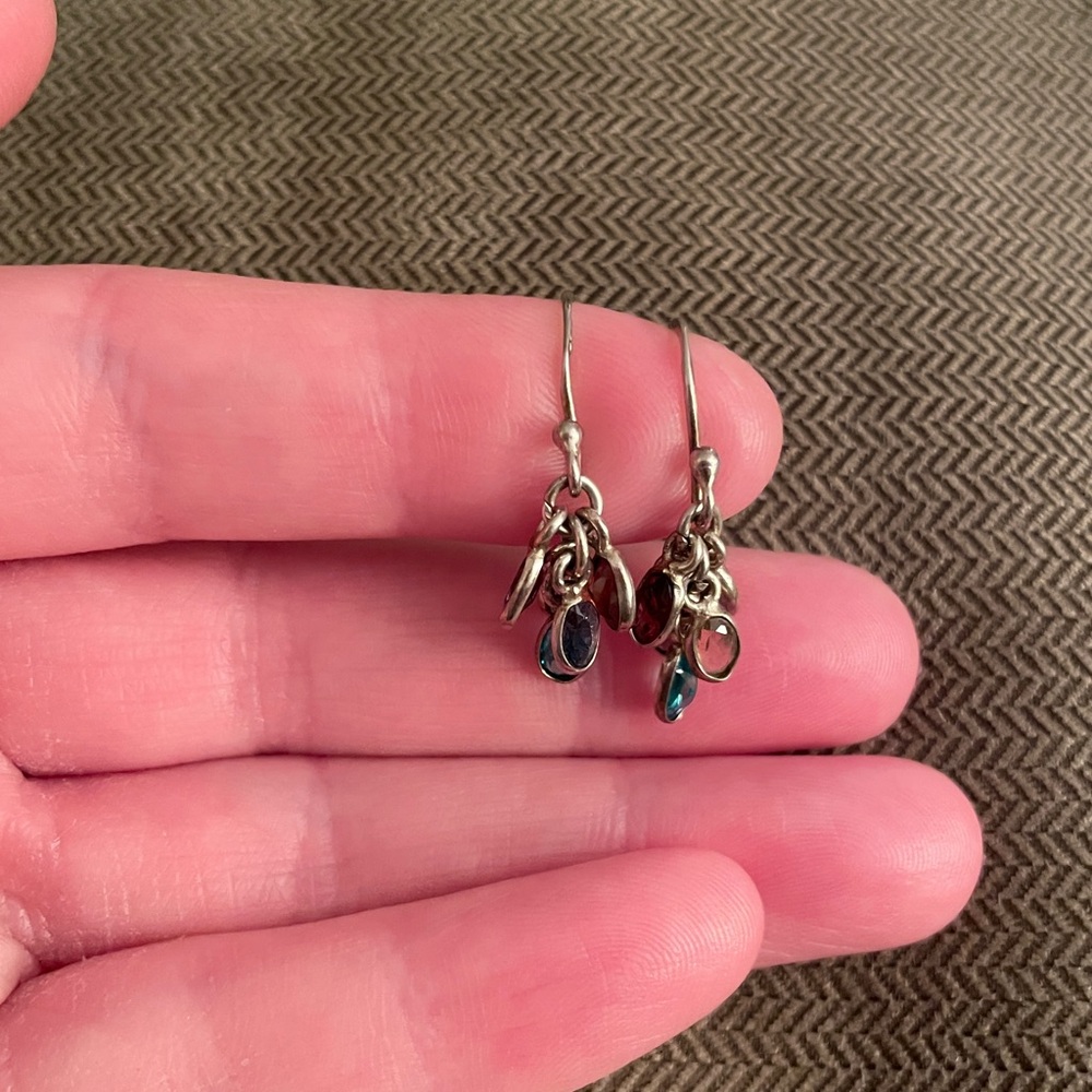 Sterling Silver Multicolor Dangling Gemstone Earr… - image 6